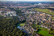 Vue aérienne de Fc Stockfeld Colombes à le quartier Stockfeld Ouest in Straßburg dans le département Bas Rhin, France