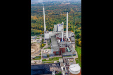 EnBW construit une nouvelle centrale au charbon sur Rheinhafen à le quartier Rheinhafen in Karlsruhe dans le département Bade-Wurtemberg, Allemagne hors des airs