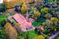 Vue aérienne de Maximiliansau, sur le Vieux Rhin à Hagenbach dans le département Rhénanie-Palatinat, Allemagne