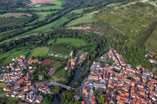 Vue aérienne de Crèche PermaGlück sur la Glanschleife à le quartier Odernheim in Odernheim am Glan dans le département Rhénanie-Palatinat, Allemagne