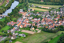 Vue aérienne de Pont Luitpold sur la Nahe à le quartier Oberhausen in Oberhausen an der Nahe dans le département Rhénanie-Palatinat, Allemagne