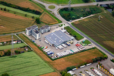 Vue aérienne de Baden-Self-Storage GmbH à le quartier Knielingen in Karlsruhe dans le département Bade-Wurtemberg, Allemagne
