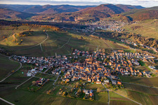 Vue aérienne de Du sud-est à Birkweiler dans le département Rhénanie-Palatinat, Allemagne