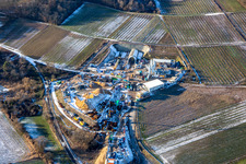 Photographie aérienne de Chantier de construction de tunnel en hiver avec de la neige à Dörrenbach dans le département Rhénanie-Palatinat, Allemagne