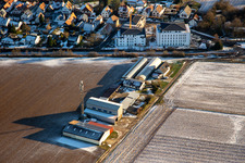 Vue aérienne de Nouvelle construction au passage à niveau à le quartier Schaidt in Wörth am Rhein dans le département Rhénanie-Palatinat, Allemagne