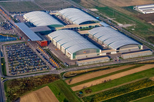 Photographie aérienne de Nouveau parc des expositions, DM Arena à le quartier Forchheim in Rheinstetten dans le département Bade-Wurtemberg, Allemagne