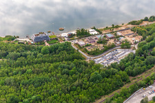 Vue aérienne de Île des Sens - Hôtel - Restaurant - Spa au bord du lac de Berzdorf à le quartier Hagenwerder in Görlitz dans le département Saxe, Allemagne