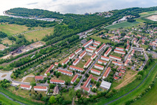 Vue aérienne de Lotissement préfabriqué Karl-Marx-Straße à le quartier Hagenwerder in Görlitz dans le département Saxe, Allemagne