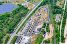 Vue aérienne de Anneau Görlitz de piste de kart à le quartier Hagenwerder in Görlitz dans le département Saxe, Allemagne
