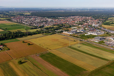 Vue aérienne de Du nord-est à Hördt dans le département Rhénanie-Palatinat, Allemagne