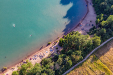 Vue aérienne de Plage pour chiens à Epplesee à le quartier Silberstreifen in Rheinstetten dans le département Bade-Wurtemberg, Allemagne