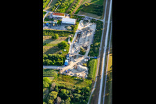 Vue aérienne de Chantier de construction de pipeline à Au am Rhein dans le département Bade-Wurtemberg, Allemagne