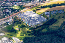 Vue aérienne de Entrepôt Amazon FRA3 à le quartier Petersberg in Bad Hersfeld dans le département Hesse, Allemagne