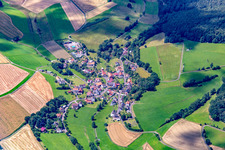 Vue aérienne de Du sud-est à le quartier Allendorf in Kirchheim dans le département Hesse, Allemagne