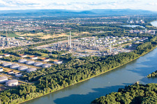 Vue oblique de Raffinerie d'huile minérale du Rhin supérieur à le quartier Knielingen in Karlsruhe dans le département Bade-Wurtemberg, Allemagne