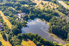 Vue aérienne de Étang au bord du Druslach à Lingenfeld dans le département Rhénanie-Palatinat, Allemagne