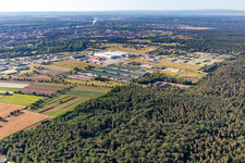 Vue aérienne de Zone industrielle Mercedes-Benz Nord et entrepôt de matières dangereuses de l'armée américaine à Lingenfeld dans le département Rhénanie-Palatinat, Allemagne