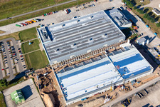Vue aérienne de Nouvelle construction du dépôt de matières dangereuses chez DLA Distribution Europe Germersheim, la plus grande succursale de vente sur le continent européen pour l'armée américaine à Lingenfeld dans le département Rhénanie-Palatinat, Allemagne