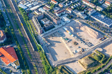 Vue aérienne de Nouveau chantier sur la Pfaudlerstraße à Schwetzingen dans le département Bade-Wurtemberg, Allemagne