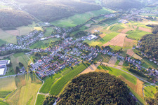 Vue aérienne de Du sud-est à le quartier Affolterbach in Wald-Michelbach dans le département Hesse, Allemagne