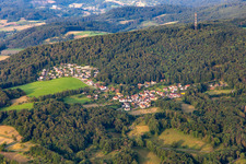 Vue aérienne de Du nord-est à le quartier Seidenbuch in Lindenfels dans le département Hesse, Allemagne
