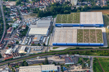 Vue aérienne de Nouvelle construction d'un immense centre logistique sur le Ketzerweg à Schifferstadt dans le département Rhénanie-Palatinat, Allemagne
