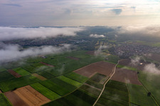 Vue aérienne de Sous les nuages bas à Rohrbach dans le département Rhénanie-Palatinat, Allemagne