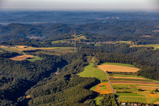 Vue aérienne de Mât de l'émetteur Kettrichhof à le quartier Kettrichhof in Lemberg dans le département Rhénanie-Palatinat, Allemagne
