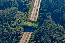 Vue aérienne de Pont vert de Walmersbach pour les animaux sauvages au-dessus de la B10 à Ruppertsweiler dans le département Rhénanie-Palatinat, Allemagne