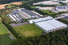 Vue aérienne de Centre logistique Hermes ParcelShop à le quartier Doveren in Hückelhoven dans le département Rhénanie du Nord-Westphalie, Allemagne