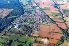 Vue aérienne de De l'est à le quartier Schaidt in Wörth am Rhein dans le département Rhénanie-Palatinat, Allemagne