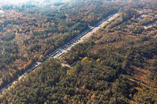 Vue aérienne de Rampes de chargement ferroviaire pour le dépôt militaire américain Miesau CDC et le dépôt de munitions Europe - Miesau à le quartier Vogelbach in Bruchmühlbach-Miesau dans le département Rhénanie-Palatinat, Allemagne