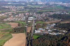 Vue aérienne de Zone industrielle à la sortie B28 Limbach de l'A8 à le quartier Limbach in Kirkel dans le département Sarre, Allemagne