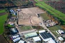 Vue aérienne de Nouveau chantier dans la zone industrielle de Horst pour Friedrich random GmbH & Co. KG Société de transport internationale dans la zone industrielle de Horst à le quartier Minderslachen in Kandel dans le département Rhénanie-Palatinat, Allemagne