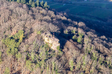 Vue aérienne de Ruines du château de Neukastell à Leinsweiler dans le département Rhénanie-Palatinat, Allemagne