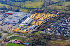 Vue aérienne de Engel&Engelk GmbH Concessionnaire automobile et parc de mode Röther dans le centre du Palatinat-Sud à Rohrbach dans le département Rhénanie-Palatinat, Allemagne