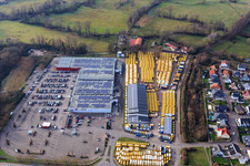 Vue aérienne de Engel&Engelk GmbH Concessionnaire automobile et parc de mode Röther dans le centre du Palatinat-Sud à Rohrbach dans le département Rhénanie-Palatinat, Allemagne