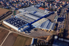 Vue aérienne de Halls de production Kardex Remstar à Bellheim dans le département Rhénanie-Palatinat, Allemagne