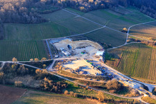 Photographie aérienne de Chantier de construction du portail est du tunnel Astrid pour le passage souterrain et le contournement de Bad Bergzabern entre la B38 (Weinstraße) et la B427 (Kurtalstraße) à Dörrenbach dans le département Rhénanie-Palatinat, Allemagne