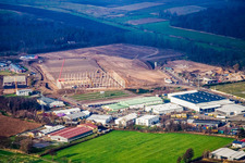 Vue oblique de Zone industrielle d'Am Horst à le quartier Minderslachen in Kandel dans le département Rhénanie-Palatinat, Allemagne