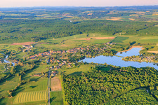 Photographie aérienne de Vue de la ville au bord du lac de Mittersheim depuis l'ouest à Mittersheim dans le département Moselle, France