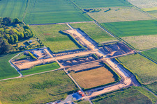 Vue aérienne de Développement de la zone commerciale Am Fuchsenacker à le quartier Bettingen in Wertheim dans le département Bade-Wurtemberg, Allemagne