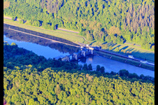 Vue aérienne de Centrale hydroélectrique d'Eichel am Main à Kreuzwertheim dans le département Bavière, Allemagne
