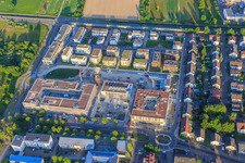 Vue oblique de Nouveaux bâtiments sur Emil-Wachter-Straße à le quartier Mörsch in Rheinstetten dans le département Bade-Wurtemberg, Allemagne