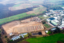 Vue aérienne de Nouveau chantier dans la zone industrielle de Horst pour Friedrich random GmbH & Co. KG Société de transport internationale dans la zone industrielle de Horst à le quartier Minderslachen in Kandel dans le département Rhénanie-Palatinat, Allemagne