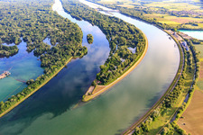 Vue aérienne de Sommet de la réserve naturelle des îles du Rhin - Réserve Naturelle de l'Île de Rhinau à Rhinau dans le département Bas Rhin, France