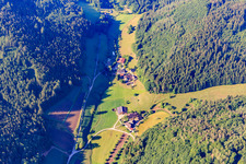 Vue aérienne de Sohlbachtal avec les fermes de la Forêt-Noire à Seelbach dans le département Bade-Wurtemberg, Allemagne