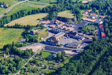 Vue aérienne de Zone de Saigerhütten avec centre de paintball Hettstedt à Hettstedt dans le département Saxe-Anhalt, Allemagne