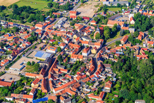 Vue aérienne de Centre-ville historique à le quartier Ermsleben in Falkenstein dans le département Saxe-Anhalt, Allemagne
