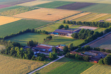 Vue aérienne de Rosenhof, Gärtnerhof et centre équestre de l'Eichenhof Seither à le quartier Ottersheim in Ottersheim bei Landau dans le département Rhénanie-Palatinat, Allemagne